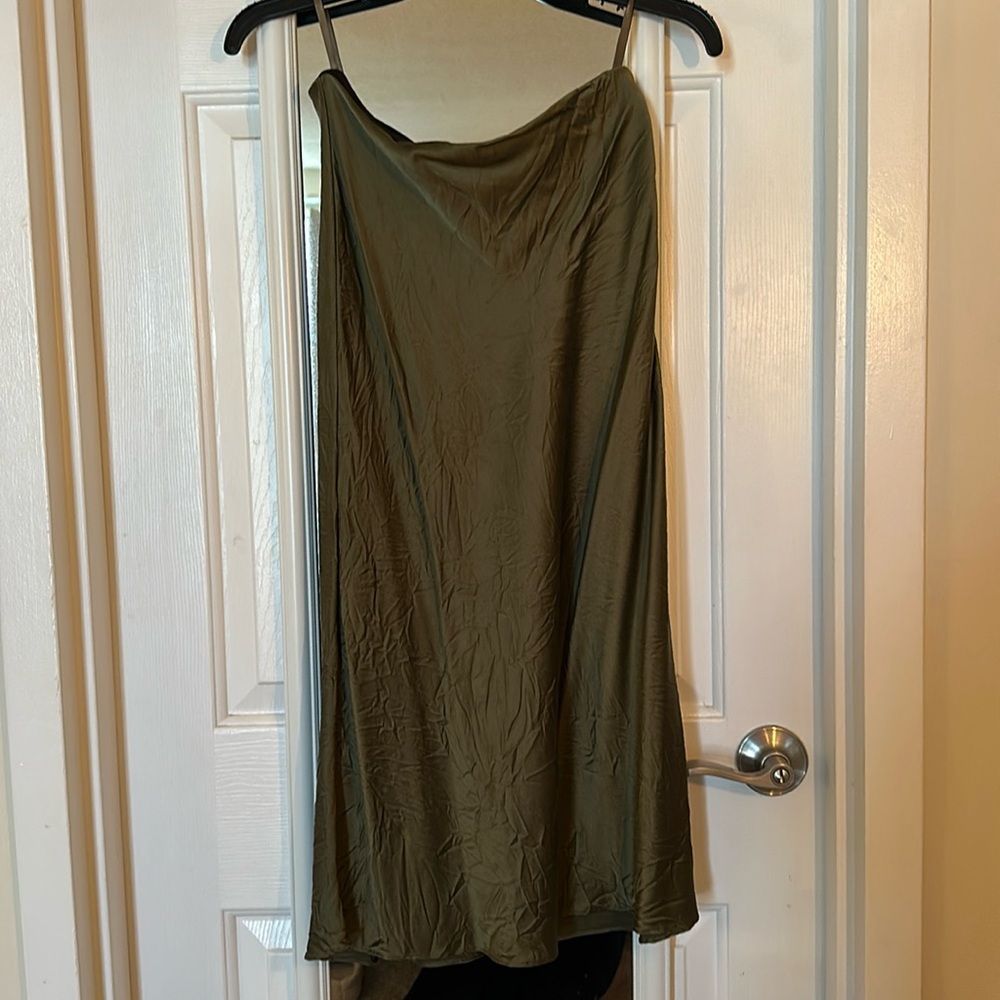 Quince Washable Silk Skirt - Military Olive